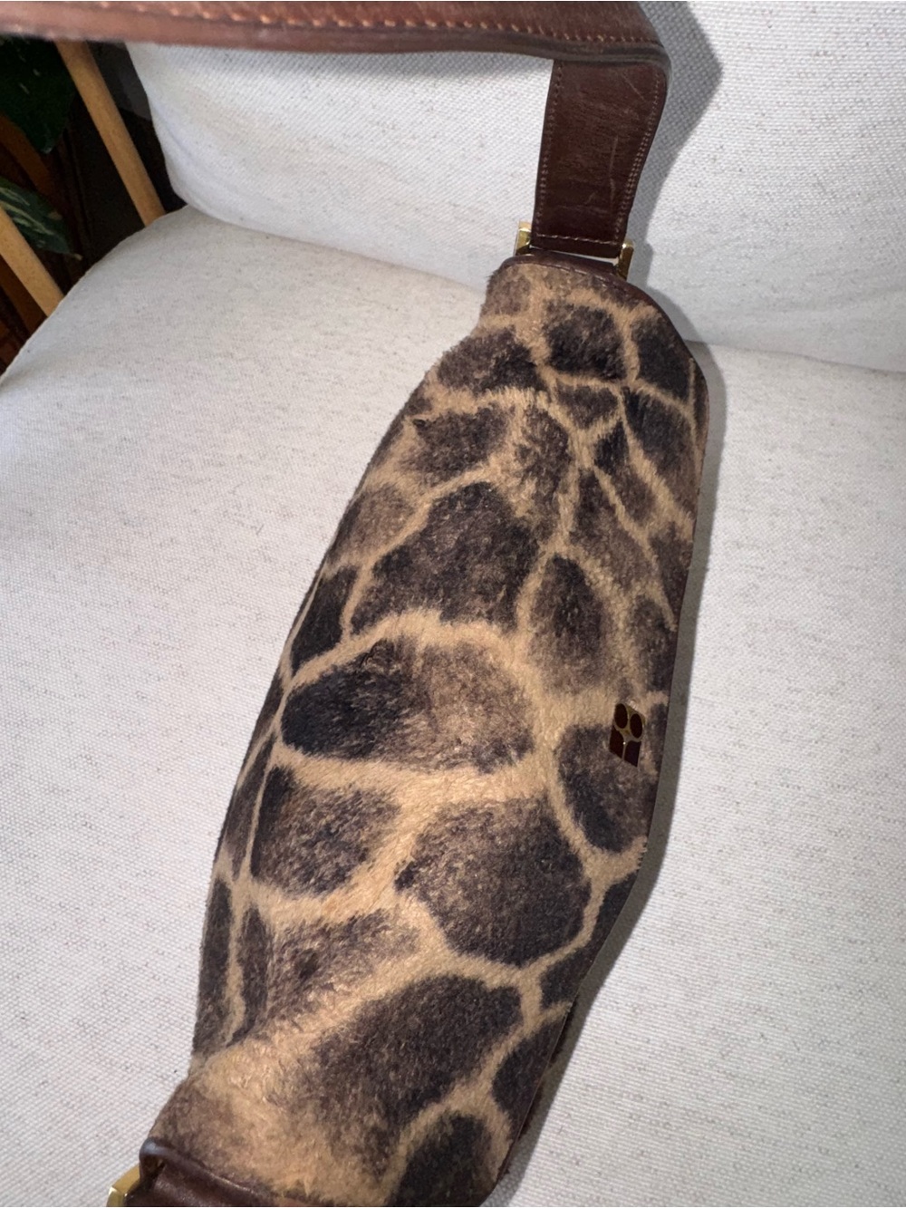 Vintage Kate Spade New York Giraffe Animal Print Brown Shoulder Bag Baguette 90s - Picture 11 of 17